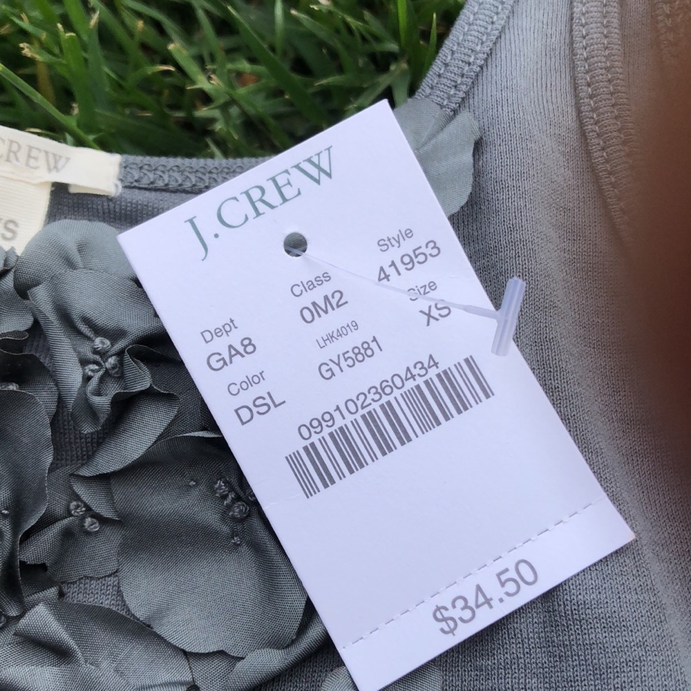 NWT J. Crew Gray Cotton/Silk Floral Appliqué Tank - Picture 6 of 11